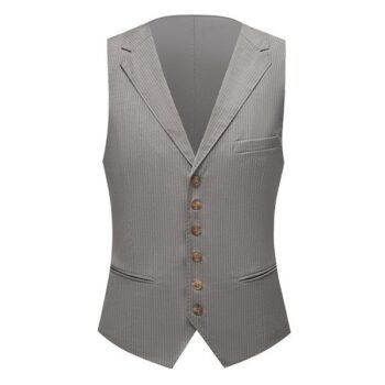 Pkrboro Hommes Costume 3 pièces rayé Bouton à Revers échancré Pkrboro Hommes Costume 3 pièces rayé Bouton à Revers échancré